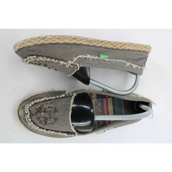 Sanuk Women's Espathrill Grey Canvas Flats Espadrille Size 9 - Picture 2 of 11